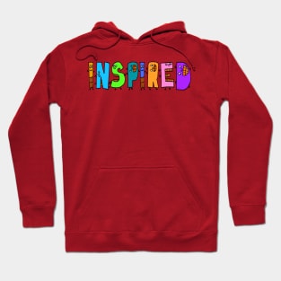 Cute Inspired Motivational Dancing Text Illustrated Letters, Blue, Green, Pink for all inspired people, who enjoy in Creativity and are on the way to change their life. Are you inspired for a Change? To Change yourself and make an Impact. Hoodie